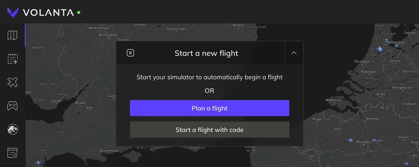 Start a flight with code button on secondary device